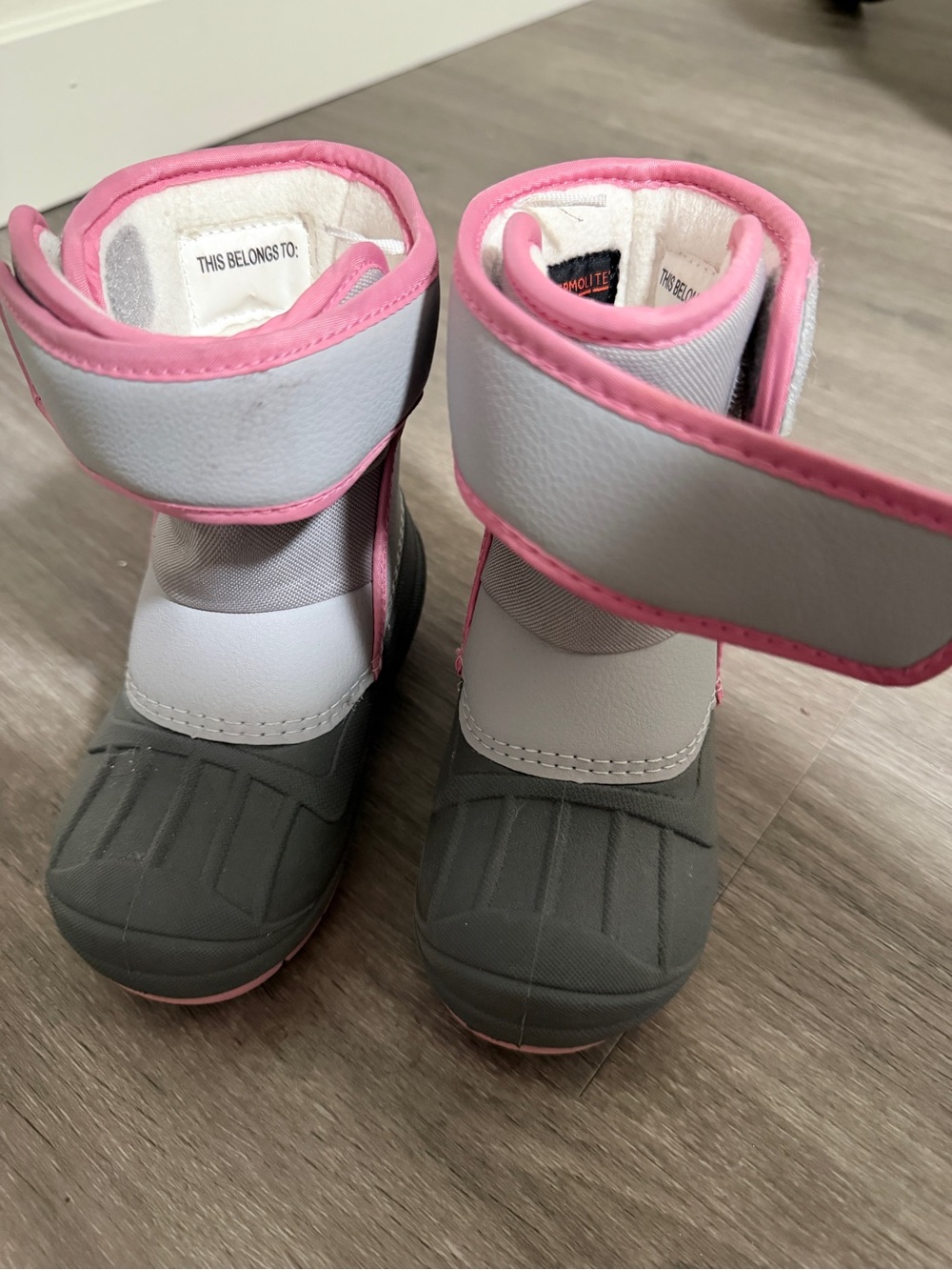 Kids White and Pink Winter Boots - Pink Trim